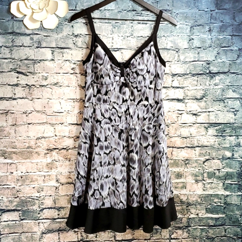 Joei & I | Retro 90s Y2k Animal Print Gray and Black Goth A-Line Dress